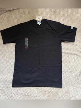 Champion Black Short Sleeve Tee with Vertical Accent